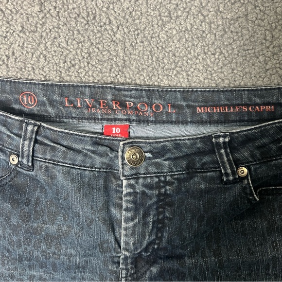 Liverpool Jeans Company Michelle CAPRI Womens Size 10/20 Leopard Print Blue - Picture 2 of 12